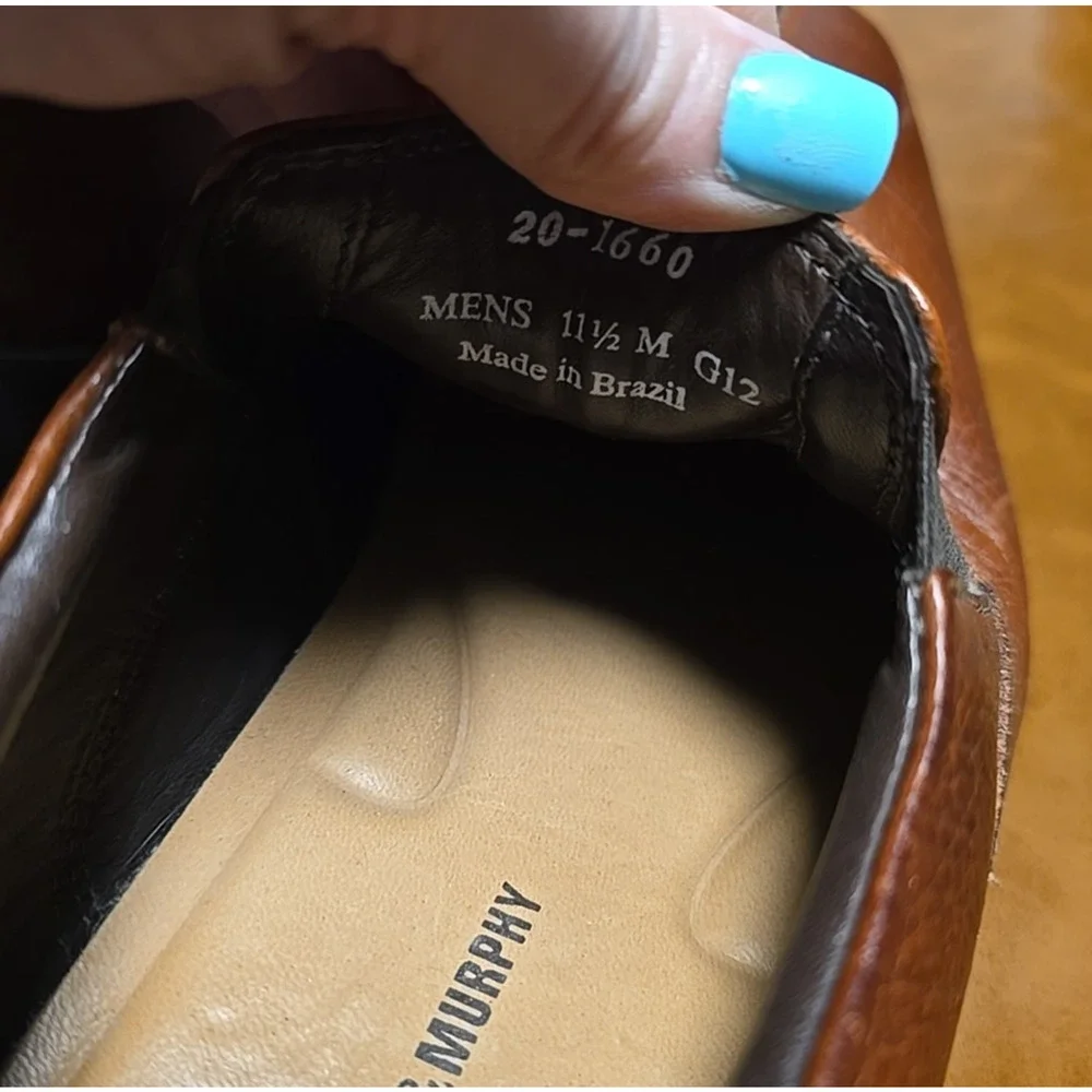 Johnston & Murphy Macomb Brown Sheepskin Leather Business Dress Shoes Mens 11.5M